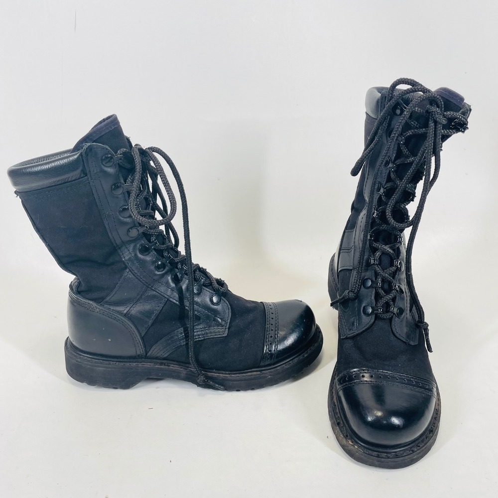 Corcoran 17146 Black Leather Canvas Combat Jump Boots USA Made Size 6 D